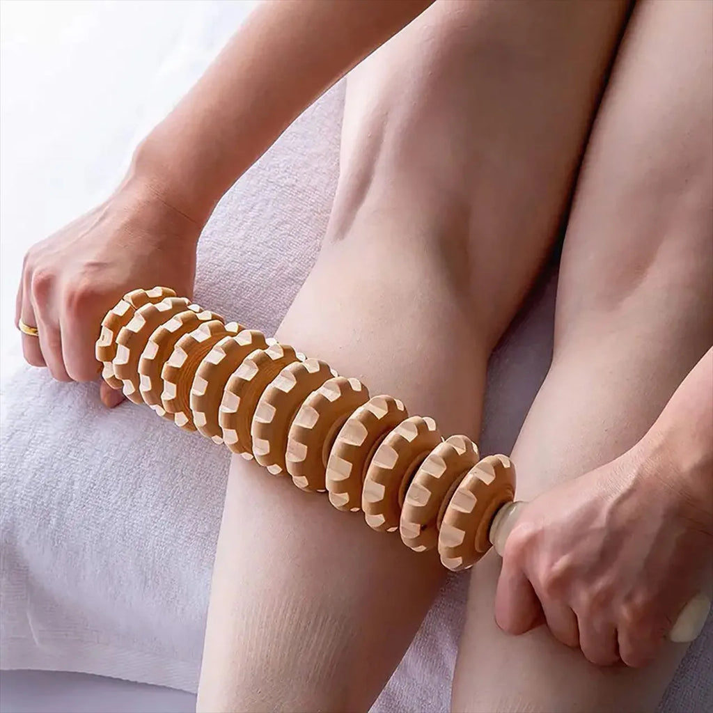 Rodillo de Masaje Corporal de Madera | Anticelulitis y Relajación Muscular
