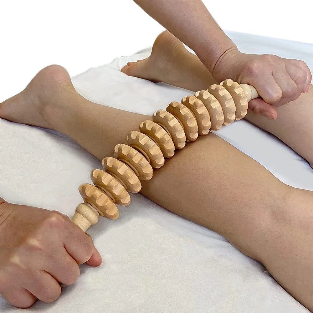 Rodillo de Masaje Corporal de Madera | Anticelulitis y Relajación Muscular