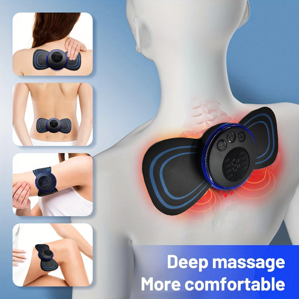 Masajeador Eléctrico Cervical EMS — 8 Modos, 19 Niveles de Intensidad | Alivio Muscular Portátil