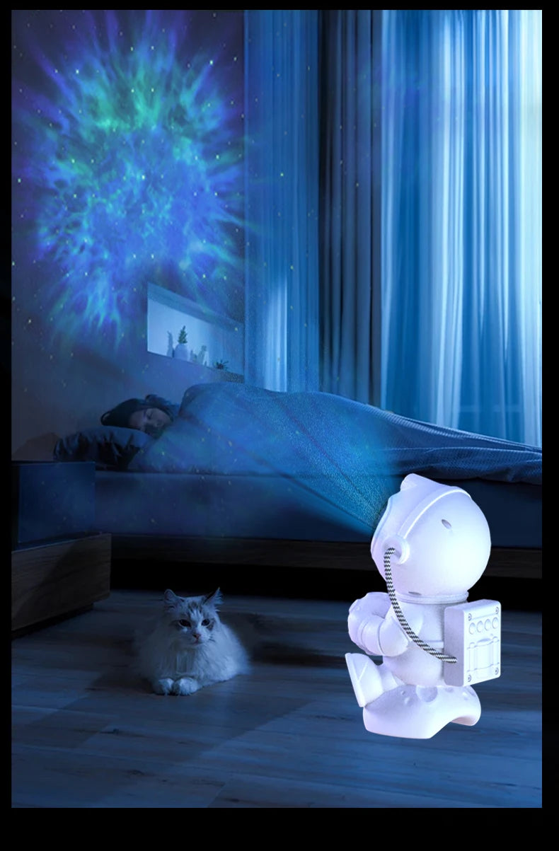 "Proyector de Estrellas Astronauta — 18 Modos de Luz, Parlante Bluetooth | Decoración Galaxy para Habitaciones de Niños"