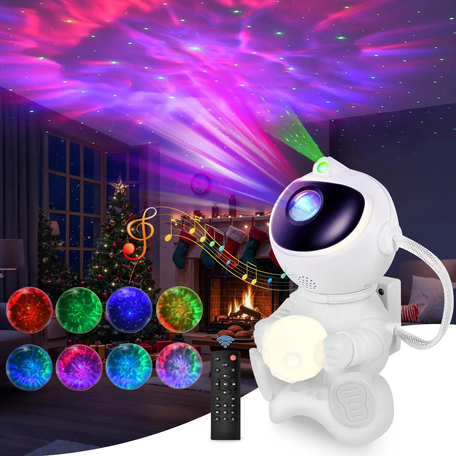 "Proyector de Estrellas Astronauta — 18 Modos de Luz, Parlante Bluetooth | Decoración Galaxy para Habitaciones de Niños"