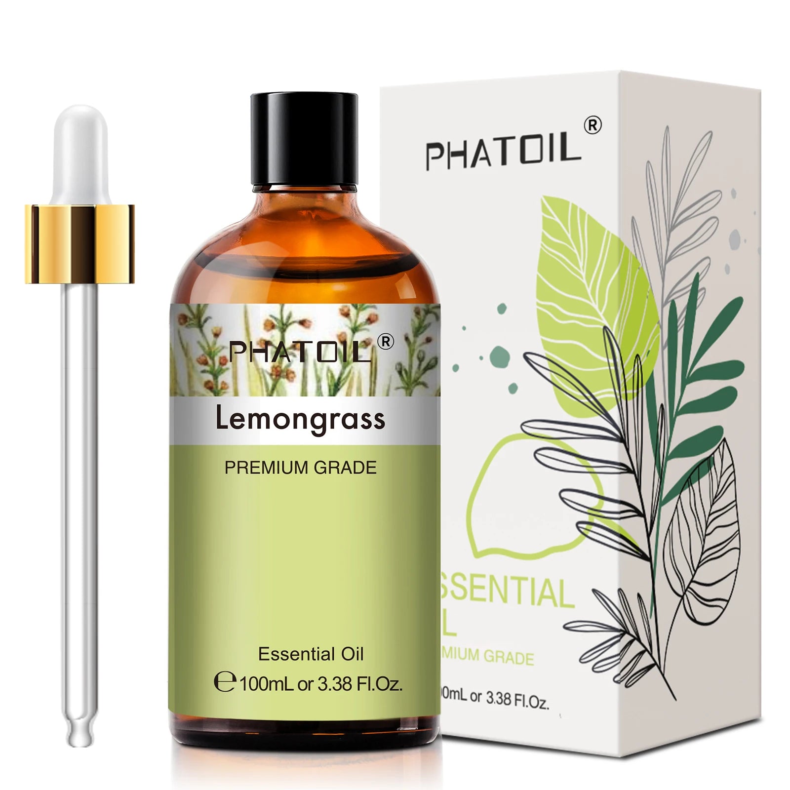 PHATOIL 100ml Plant Aromatherapy Essential Oil For Diffuser,Candle Making-Bergamot Citronella Lavender Lemon Eucalyptus Oils