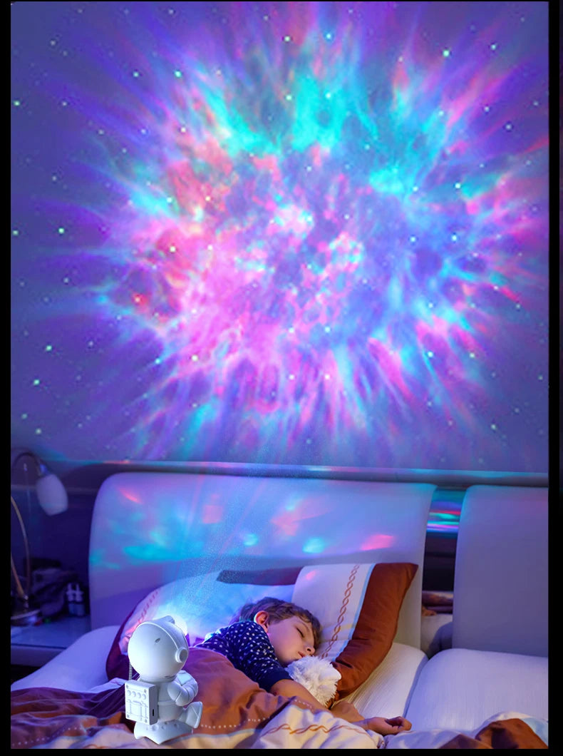 "Proyector de Estrellas Astronauta — 18 Modos de Luz, Parlante Bluetooth | Decoración Galaxy para Habitaciones de Niños"