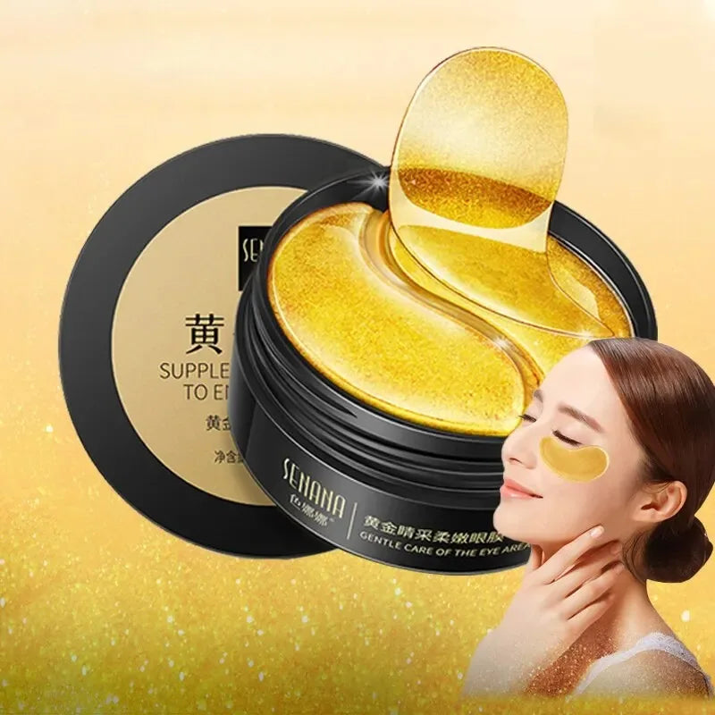 Mascarilla Hidratante Dorada para Ojos – Cristales de Colágeno 60 uds ✨