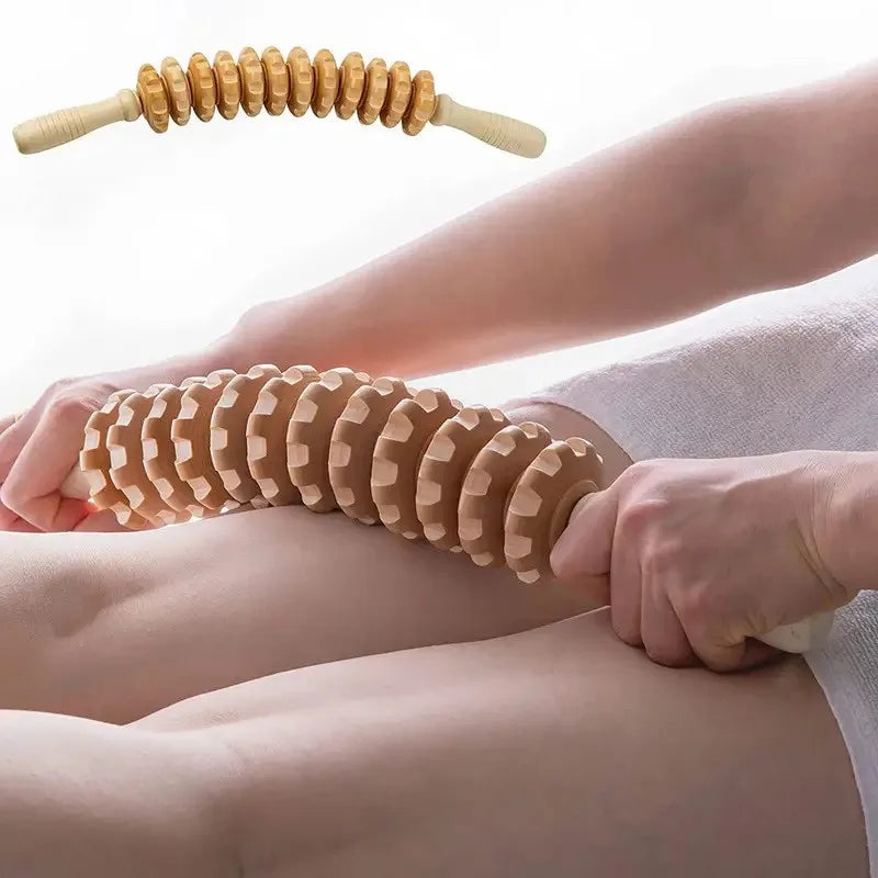 Rodillo de Masaje Corporal de Madera | Anticelulitis y Relajación Muscular