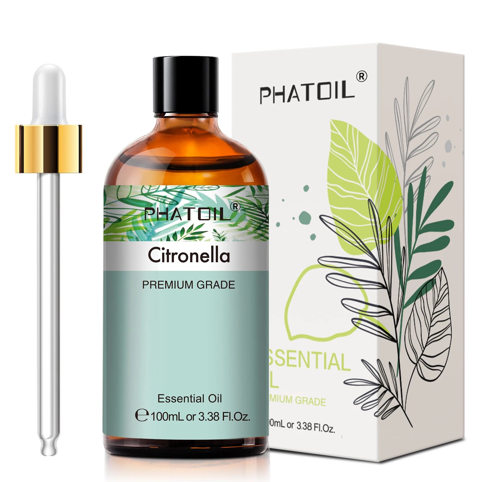 PHATOIL 100ml Plant Aromatherapy Essential Oil For Diffuser,Candle Making-Bergamot Citronella Lavender Lemon Eucalyptus Oils