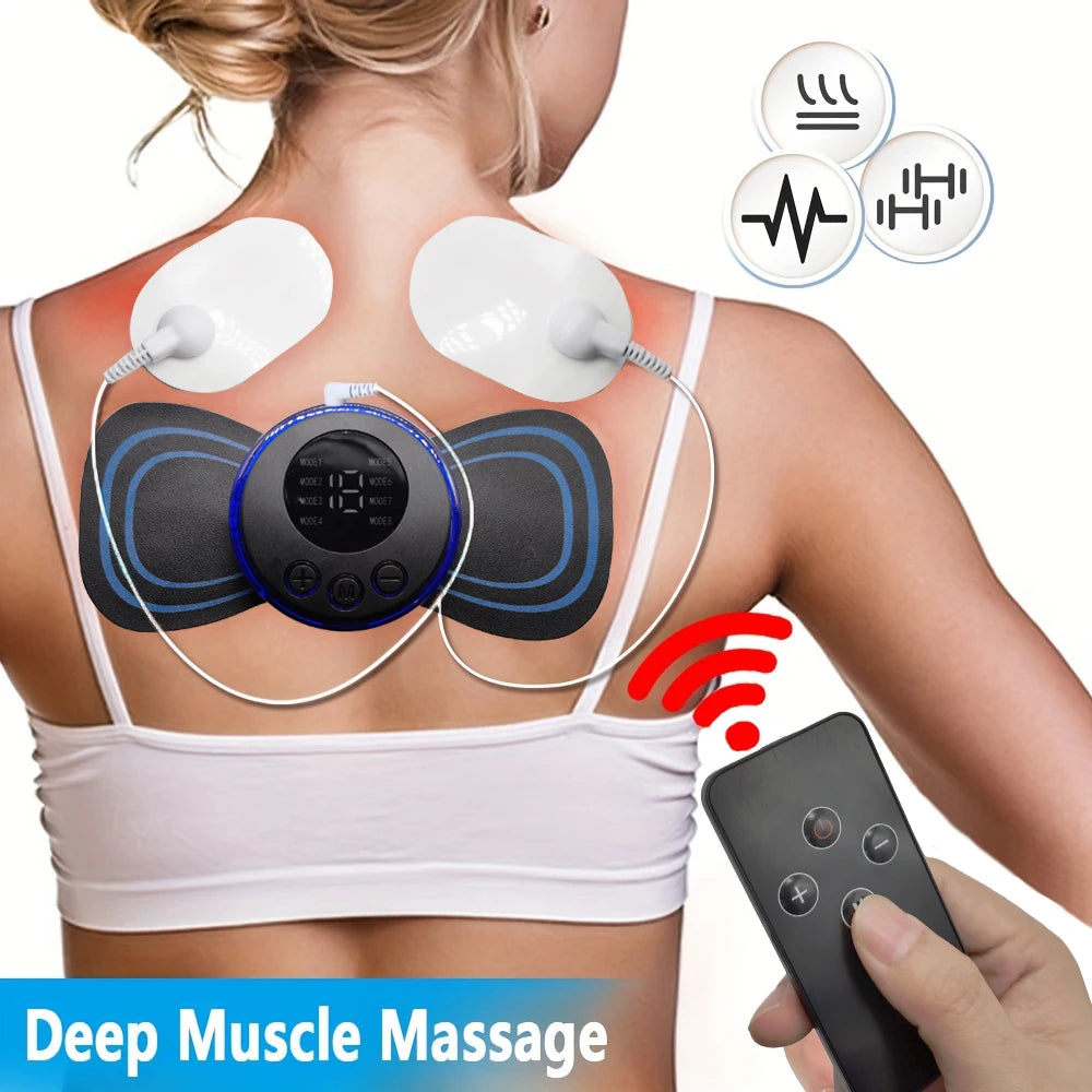 Masajeador Eléctrico Cervical EMS — 8 Modos, 19 Niveles de Intensidad | Alivio Muscular Portátil