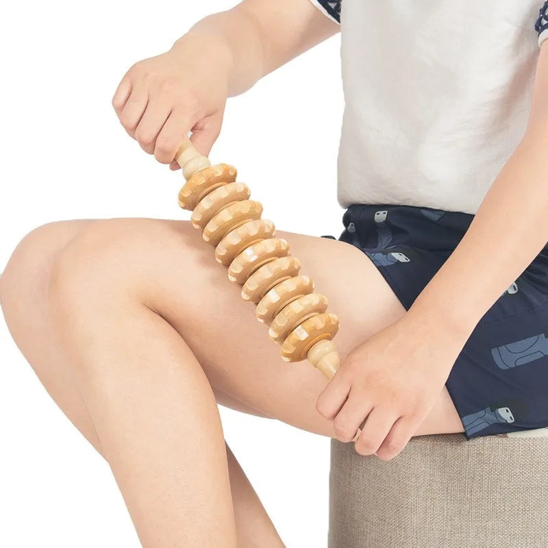 Rodillo de Masaje Corporal de Madera | Anticelulitis y Relajación Muscular