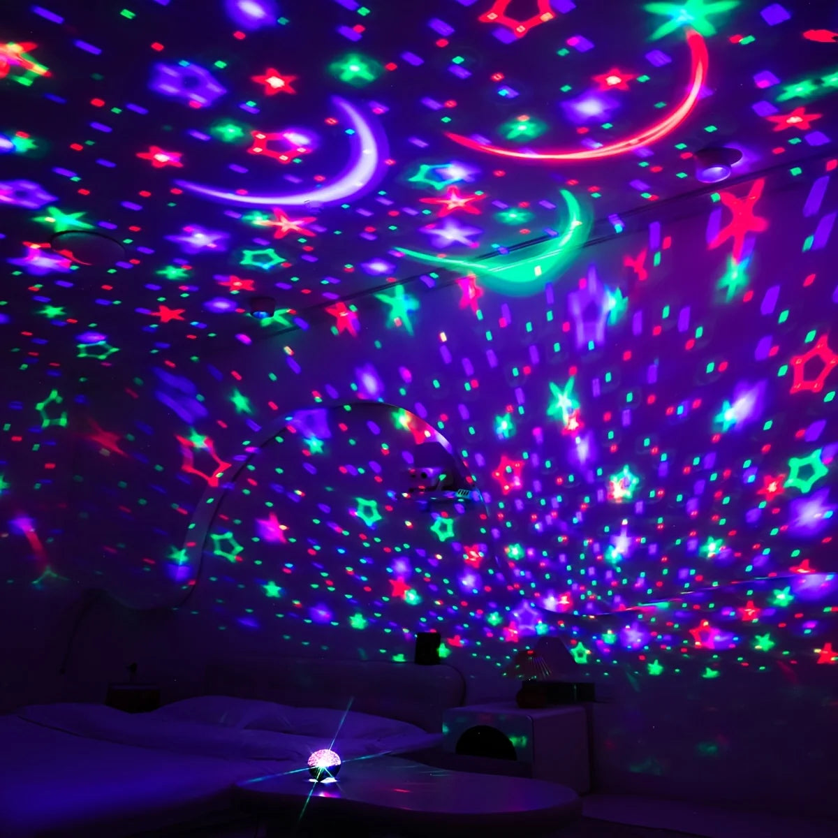 Proyector de Luz LED Galaxia y Luna — Luz Nocturna RGB para Habitación, Fiestas y Bebés